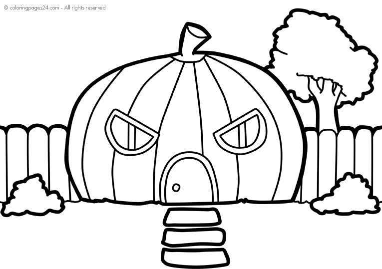 A house in the shape of a Halloween pumpkin