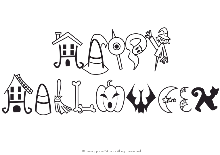 Happy Halloween written with symbols