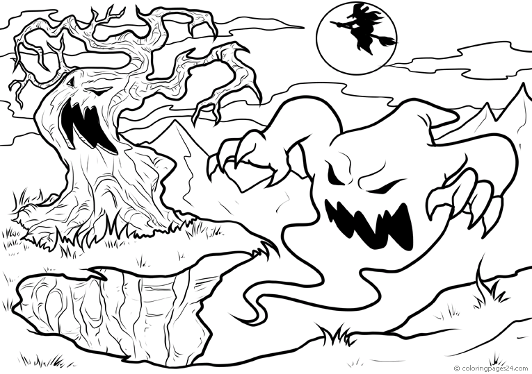 Scary tree and scary ghost