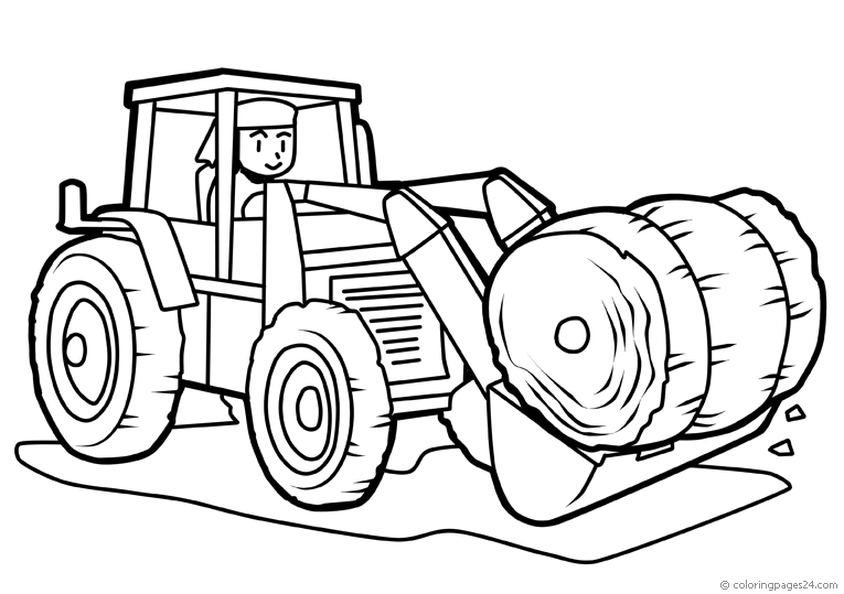 Tractor with a hay bale