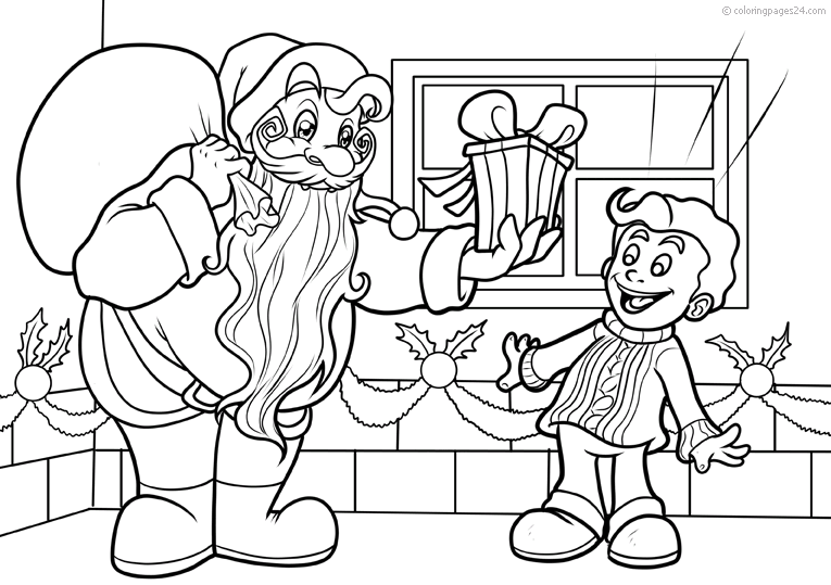 Santa Clause meets with a super happy boy