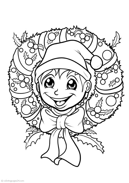 The head of a boy with tomteluva and a wreath