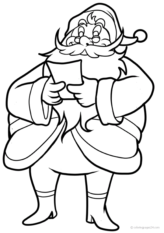 Big Santa Claus with glasses read a note