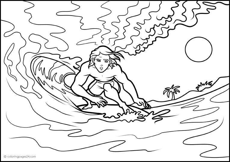 surfing coloring pages printable