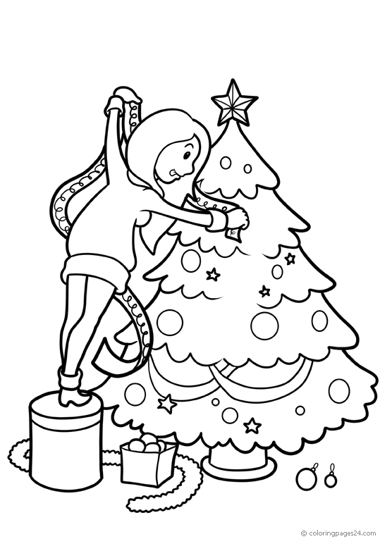 Dresses the Christmas tree