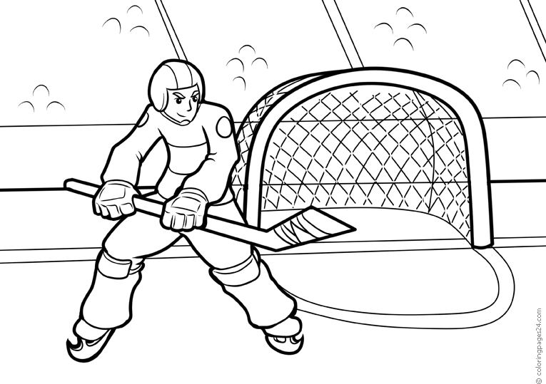 Hockey player in front of the goal