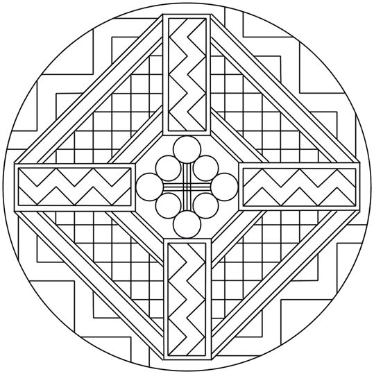 Mandala with circles, squares and other pattern
