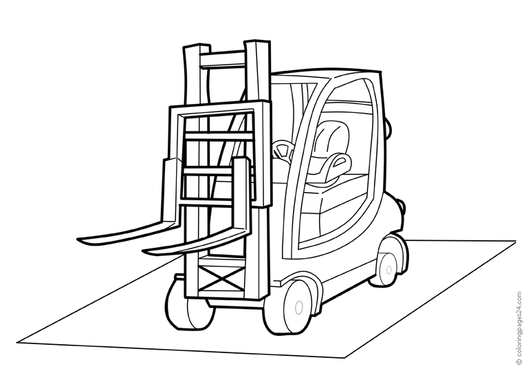 A truck with forks up
