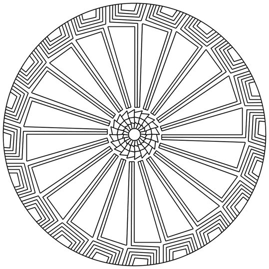 Mandala with a saw blade in the middle