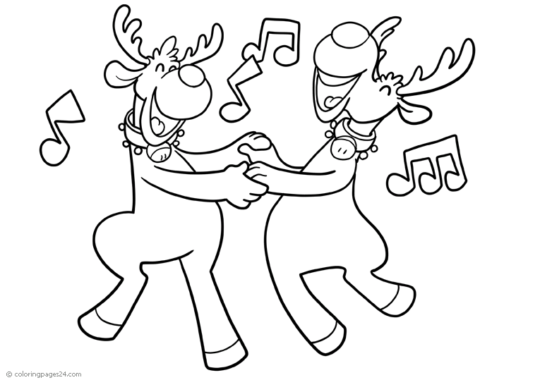 Two rain deers are dancing together