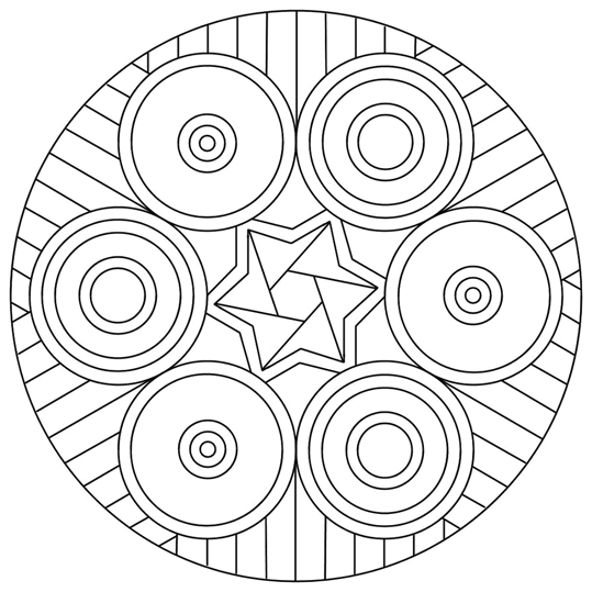 Mandala pattern with circles, stripes and stars