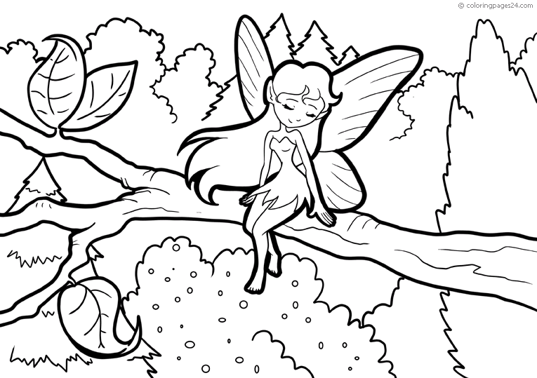 Fairy sitting on a tree branch