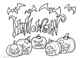 Text Halloween and 5 punmpkins