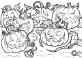Six scary halloween pumpkins