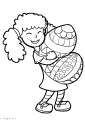 A girls hugging an easter egg