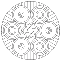 Mandala pattern with circles, stripes and stars