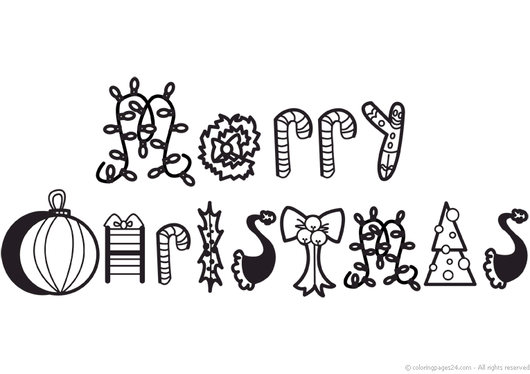 Text Merry Christmas written with symbols