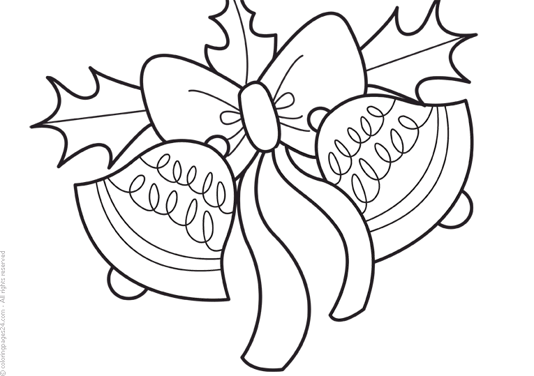 Christmas bells, with a Christmas bow | Coloring Pages 24