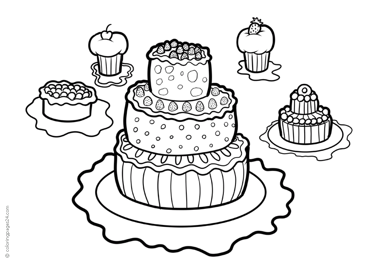 Cakes & Pastries 14 | Coloring Pages 24
