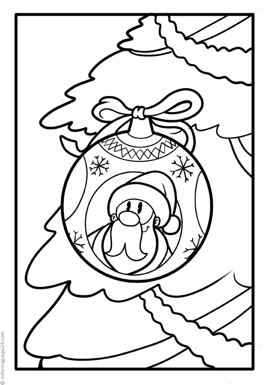 Close up of Christmas ball with motif on Santa Claus.