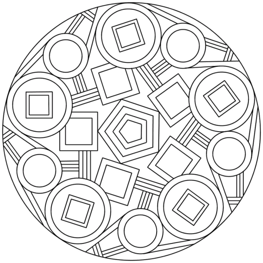 Mandala with squares and circles