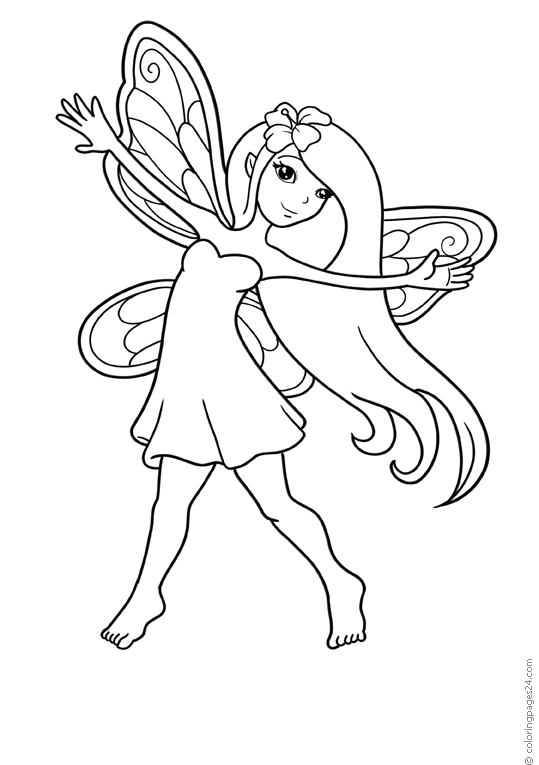 A fairy expands her hands in the air