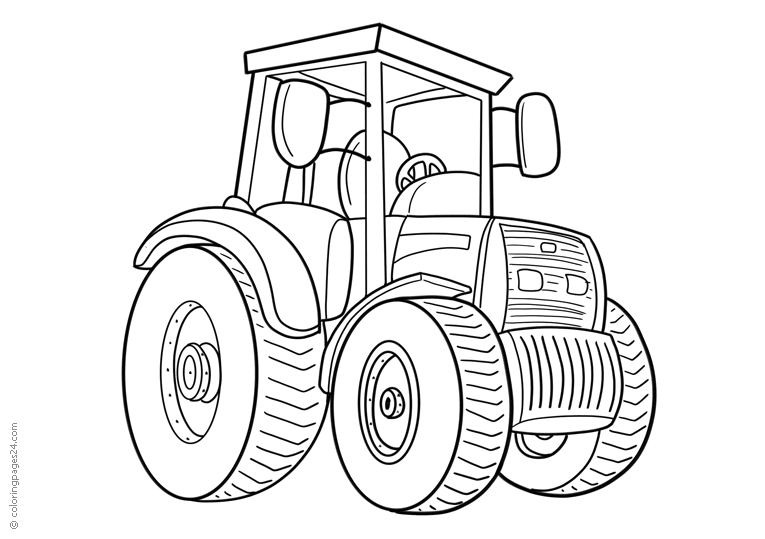A tractor with big wheels, without driver