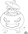 Manga character in a Halloween pumpkin