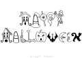 Happy Halloween written with symbols