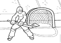Hockey player in front of the goal